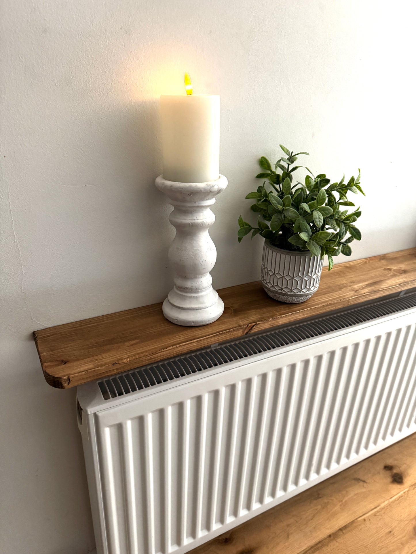 Rustic Wooden Radiator Shelves