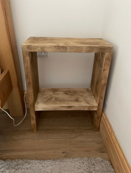 Rustic Handcrafted Solid Wood Country Bedside Table – Vintage Reclaimed Wooden Side Table