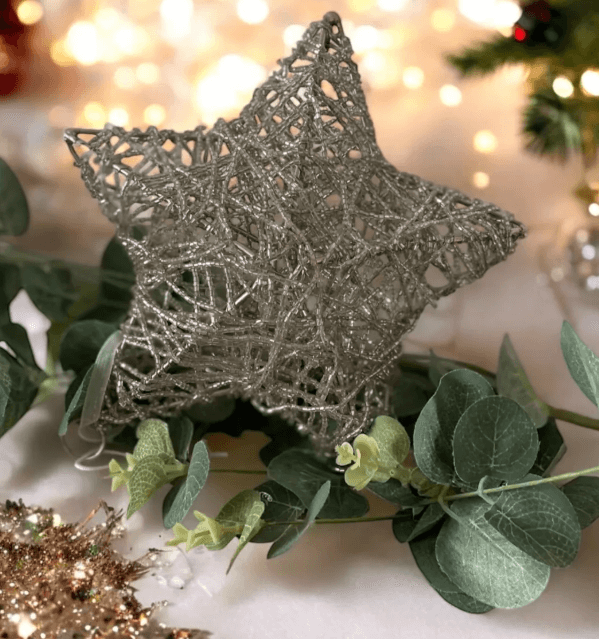 Sparkling Wire Beaded 3D Star Decoration - Eye-Catching Silver Design