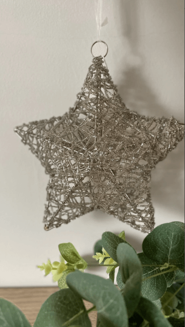 Sparkling Wire Beaded 3D Star Decoration - Eye-Catching Silver Design
