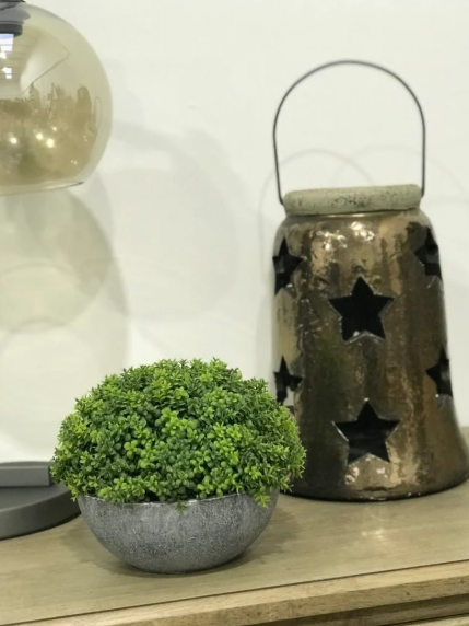 Large Bronze Star Lantern - Antique-Style Cement Candleholder