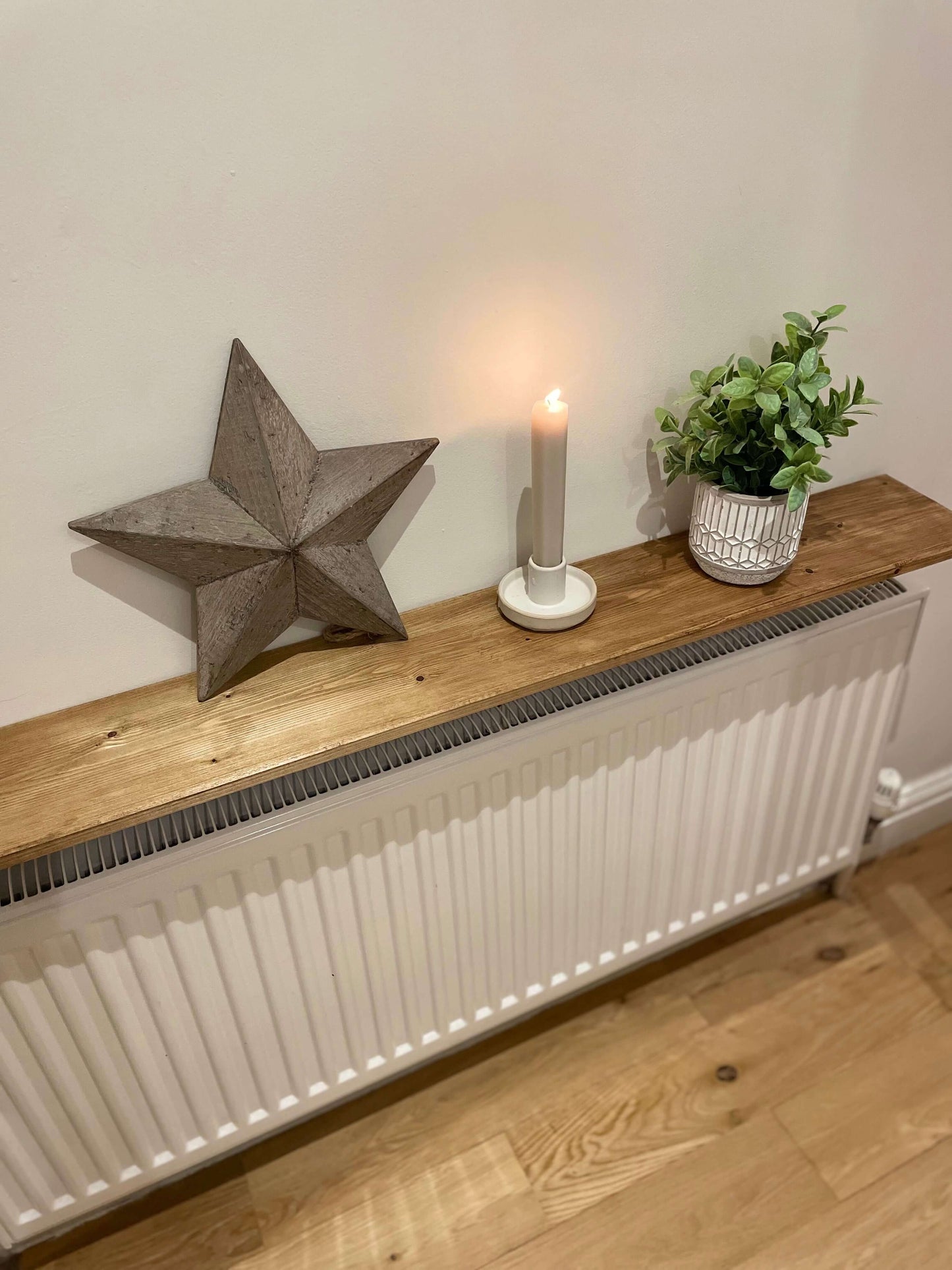 Rustic Wooden Radiator Shelves