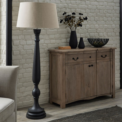 Grey Acacia Floor Lamp with Linen Shade