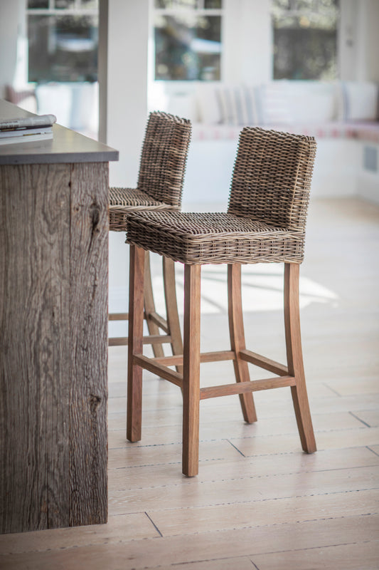 Bembridge Teak & Rattan Bar Stool