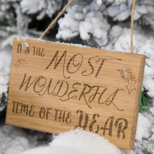 It’s the Most Wonderful Time" Engraved Christmas Hanging Sign