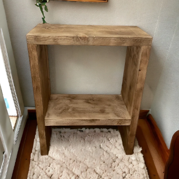 Rustic Handcrafted Solid Wood Country Bedside Table – Vintage Reclaimed Wooden Side Table