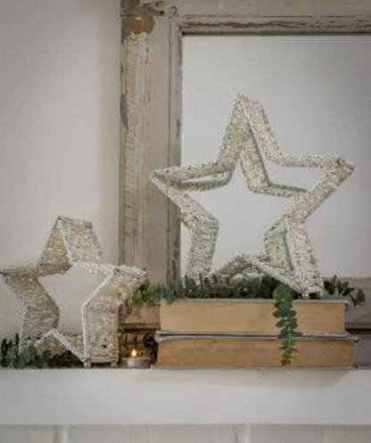 White Beaded Freestanding Stars - Set of 2 Christmas Decorations